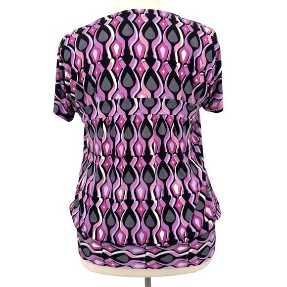 Lane Bryant Top Womens 18/20 Artsy Abstract Print Colorful Pleated Banded Hem - Picture 4 of 8